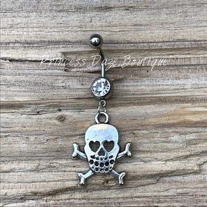 Silver Skull Belly Button Ring